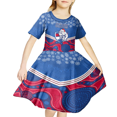 custom-bulldogs-football-christmas-kid-short-sleeve-dress-merry-xmas-2023-mix-aboriginal-art