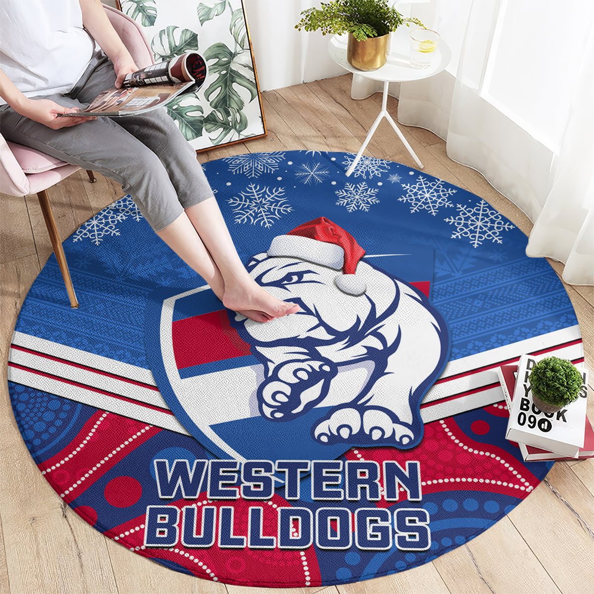 custom-bulldogs-football-christmas-round-carpet-merry-xmas-2023-mix-aboriginal-art