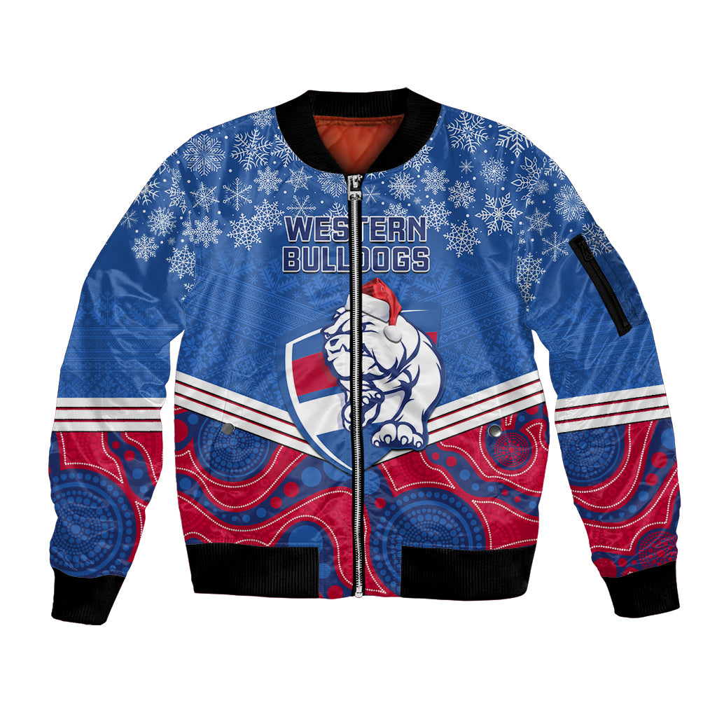 custom-bulldogs-football-christmas-sleeve-zip-bomber-jacket-merry-xmas-2023-mix-aboriginal-art