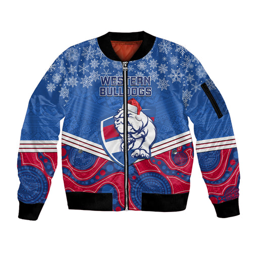 custom-bulldogs-football-christmas-sleeve-zip-bomber-jacket-merry-xmas-2023-mix-aboriginal-art