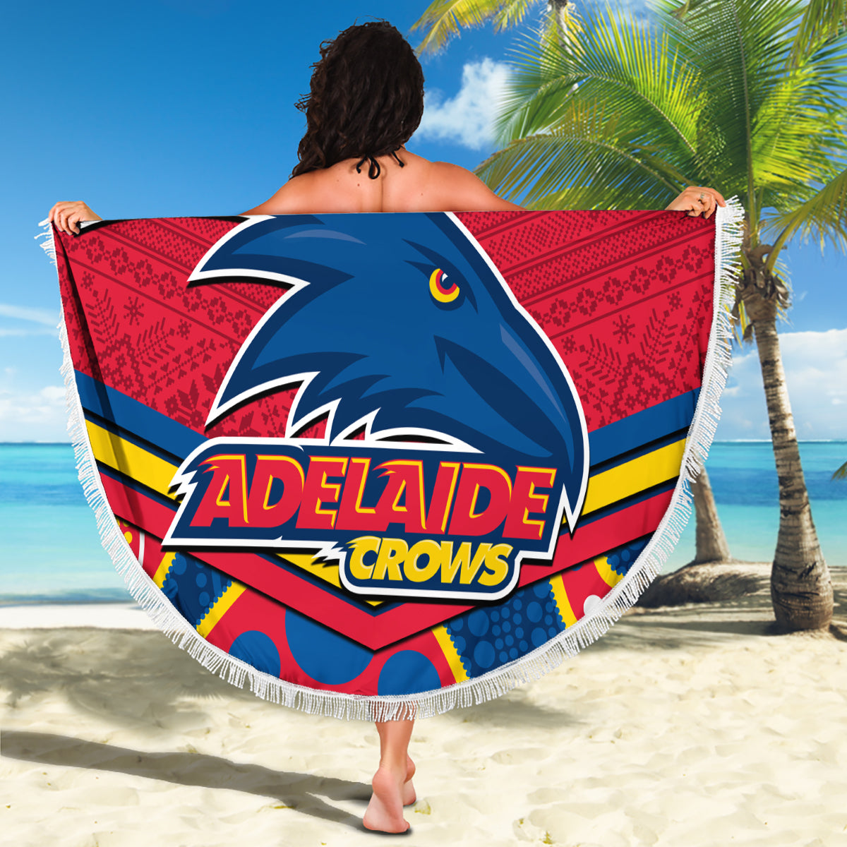custom-adelaide-crows-football-christmas-beach-blanket-merry-xmas-2023-mix-aboriginal-art