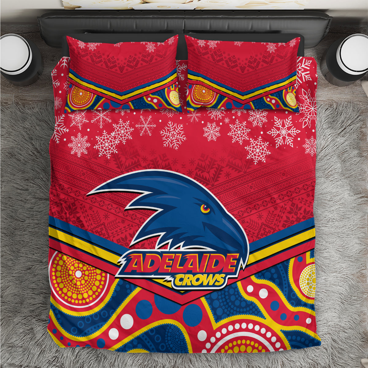 custom-adelaide-crows-football-christmas-bedding-set-merry-xmas-2023-mix-aboriginal-art