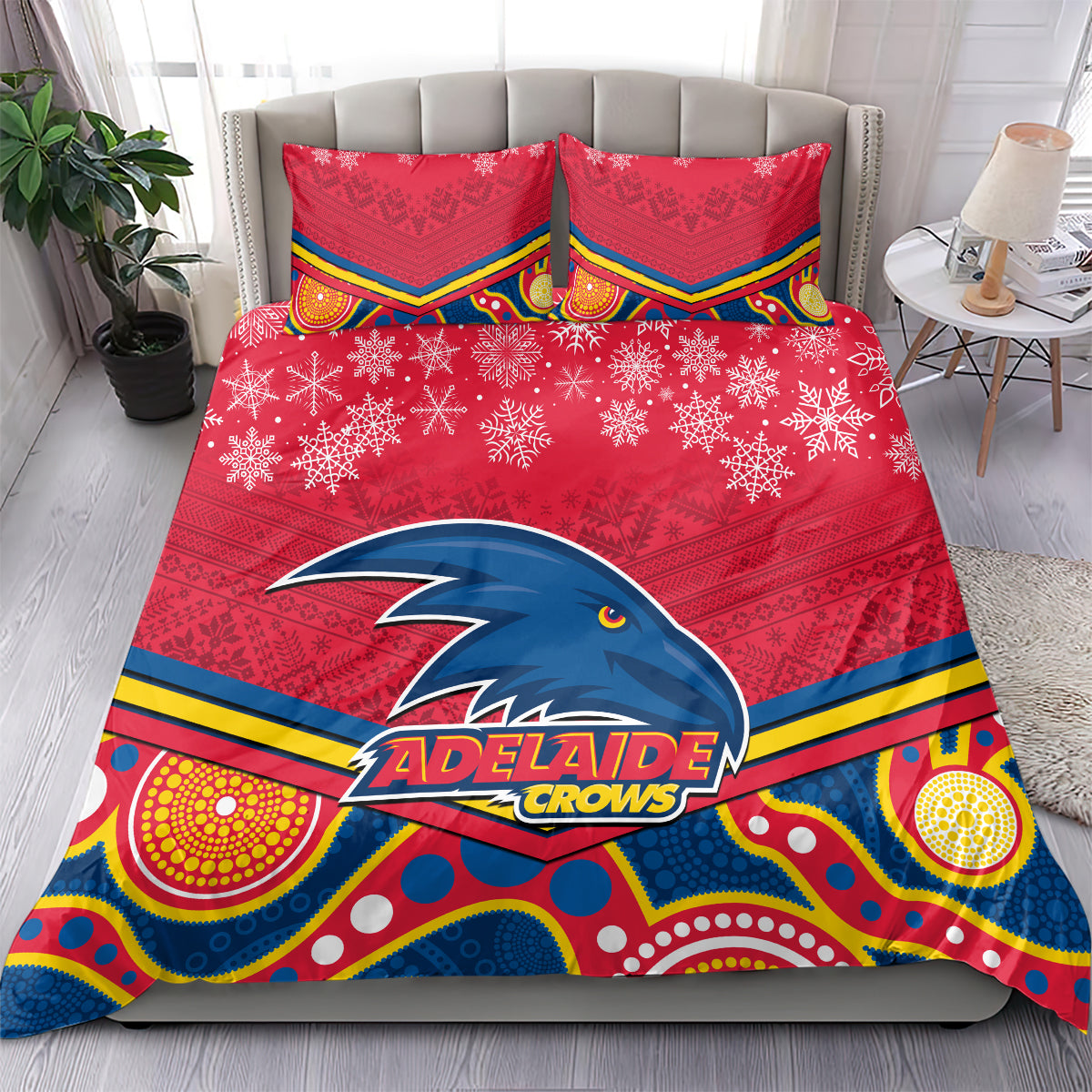 custom-adelaide-crows-football-christmas-bedding-set-merry-xmas-2023-mix-aboriginal-art