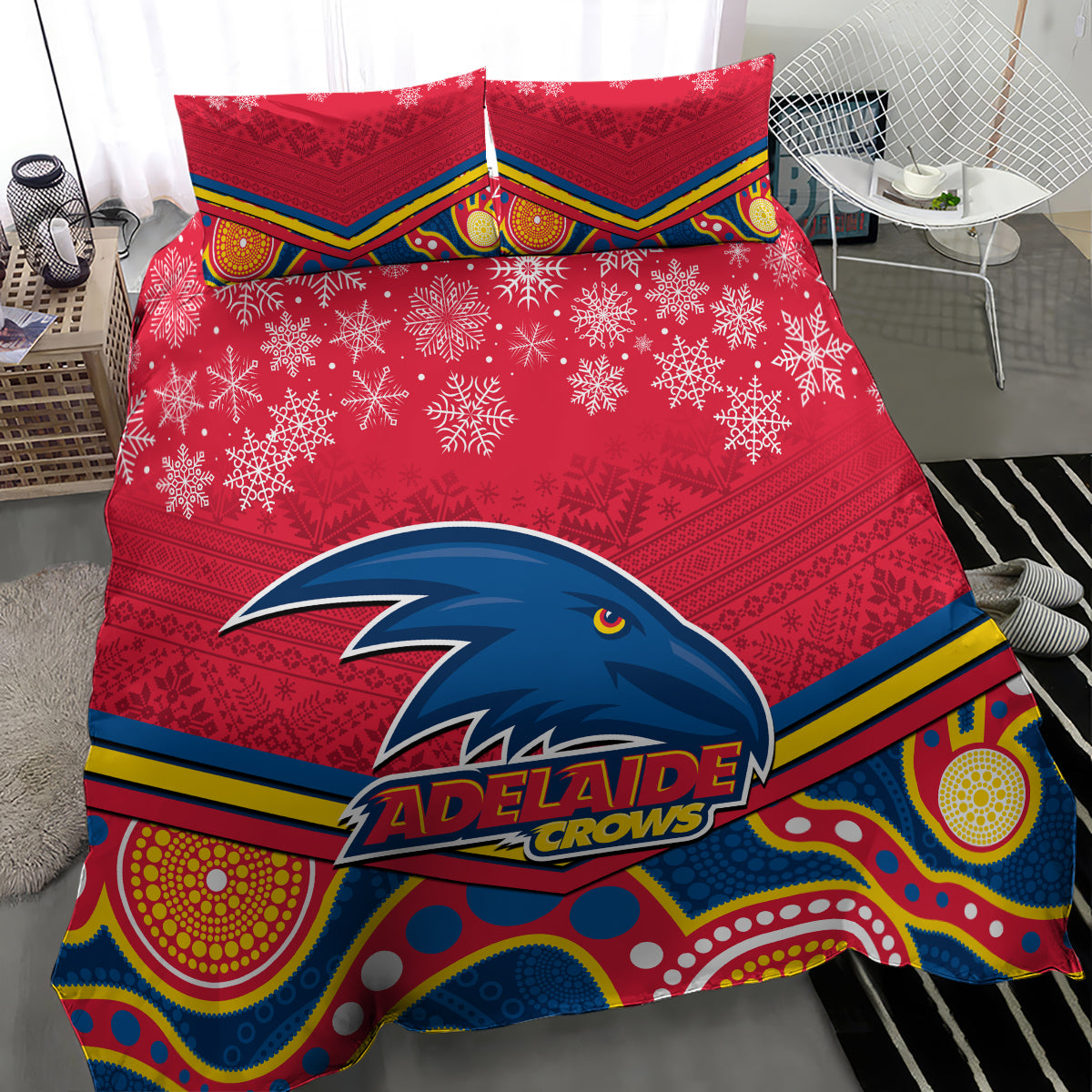 custom-adelaide-crows-football-christmas-bedding-set-merry-xmas-2023-mix-aboriginal-art
