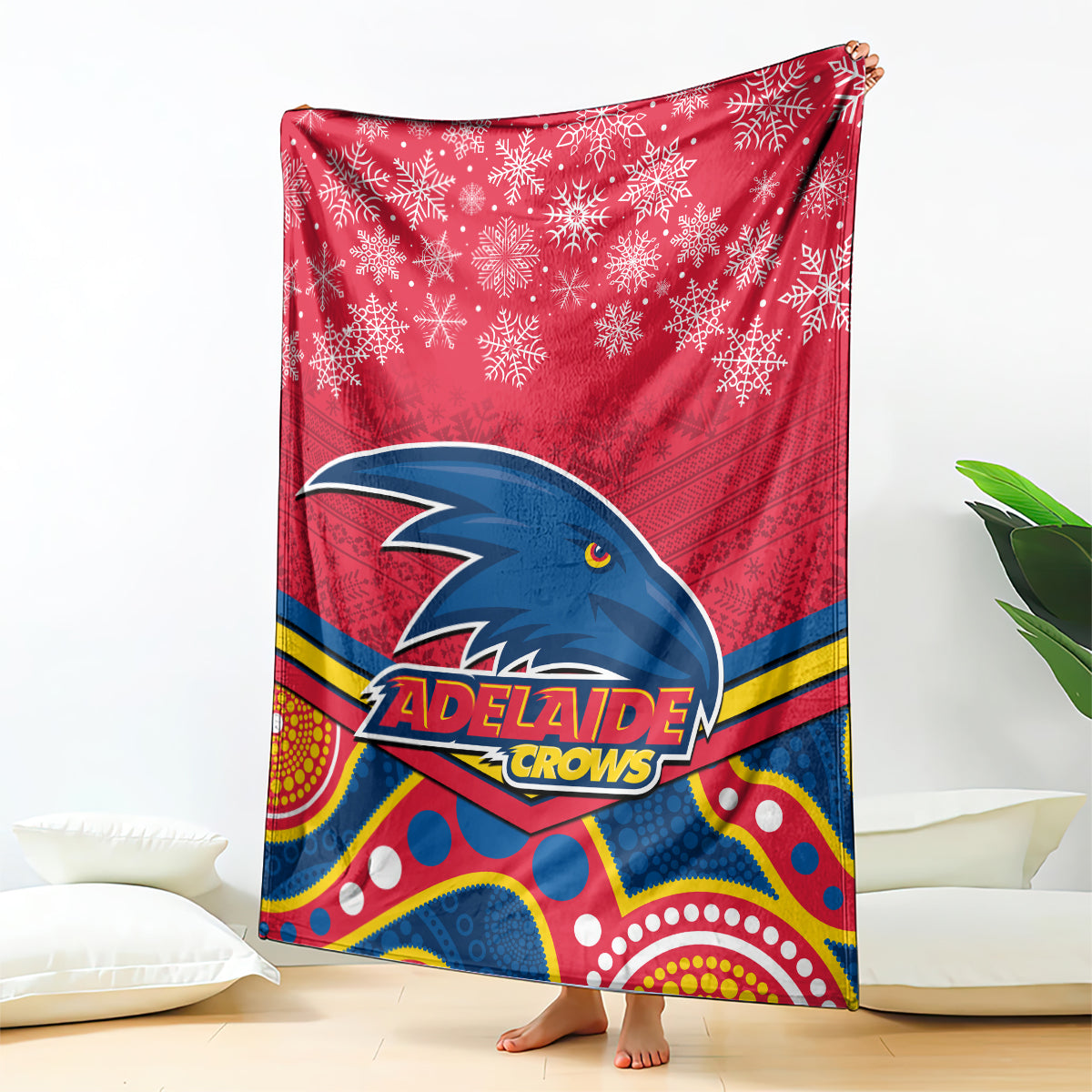 custom-adelaide-crows-football-christmas-blanket-merry-xmas-2023-mix-aboriginal-art