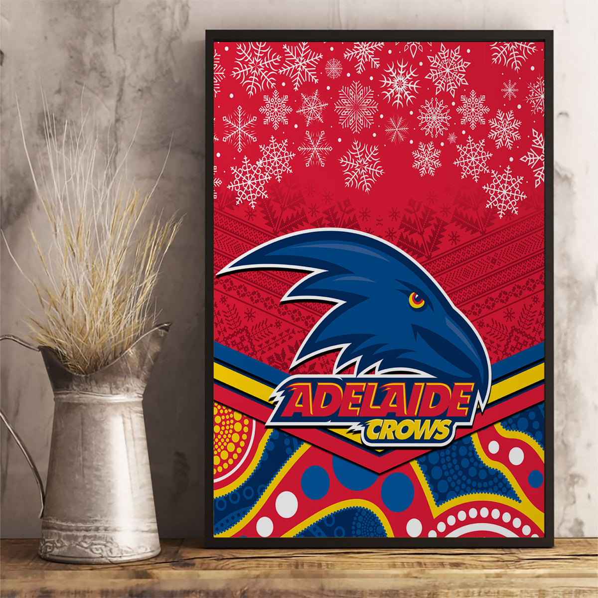 custom-adelaide-crows-football-christmas-canvas-wall-art-merry-xmas-2023-mix-aboriginal-art