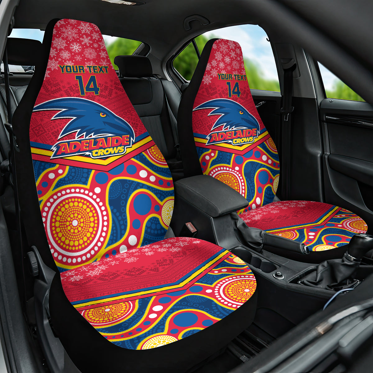 custom-adelaide-crows-football-christmas-car-seat-cover-merry-xmas-2023-mix-aboriginal-art