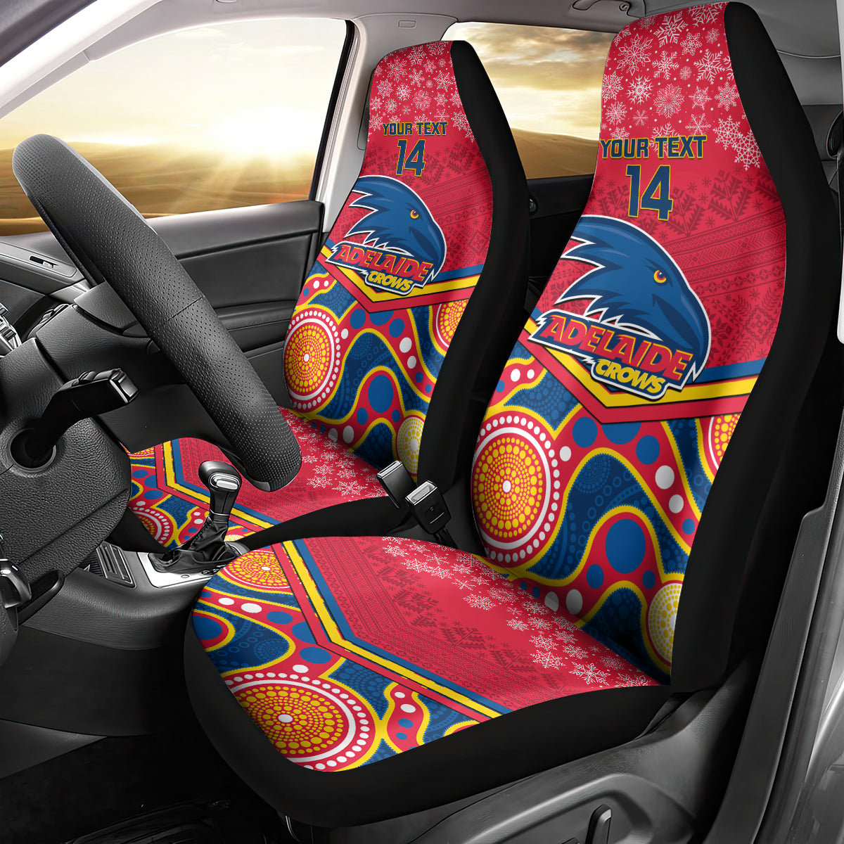 custom-adelaide-crows-football-christmas-car-seat-cover-merry-xmas-2023-mix-aboriginal-art