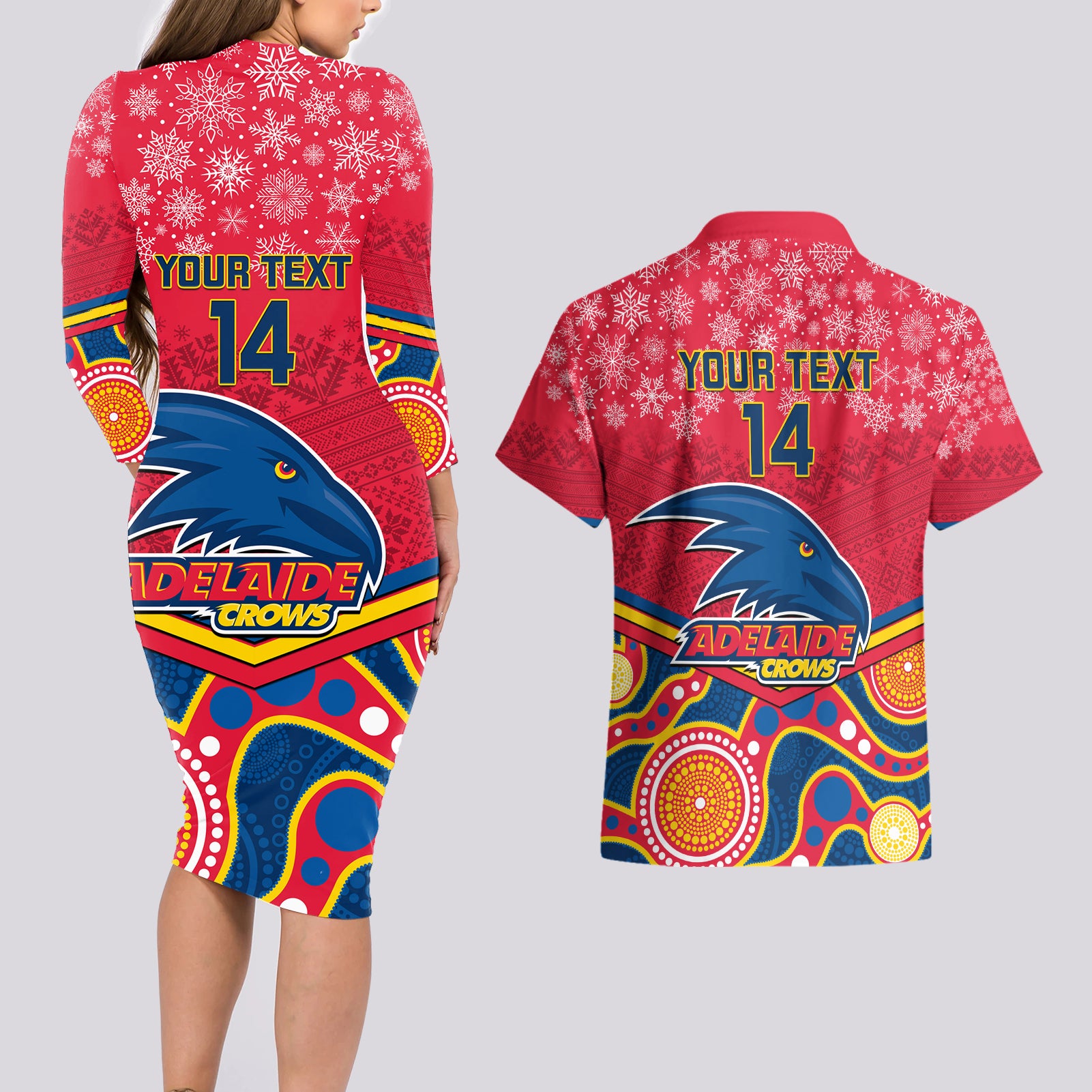 custom-adelaide-crows-football-christmas-couples-matching-long-sleeve-bodycon-dress-and-hawaiian-shirt-merry-xmas-2023-mix-aboriginal-art