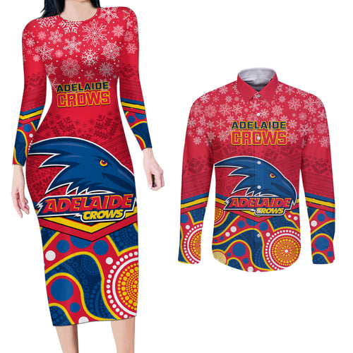 custom-adelaide-crows-football-christmas-couples-matching-long-sleeve-bodycon-dress-and-long-sleeve-button-shirt-merry-xmas-2023-mix-aboriginal-art