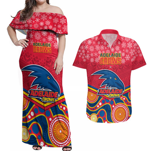 custom-adelaide-crows-football-christmas-couples-matching-off-shoulder-maxi-dress-and-hawaiian-shirt-merry-xmas-2023-mix-aboriginal-art