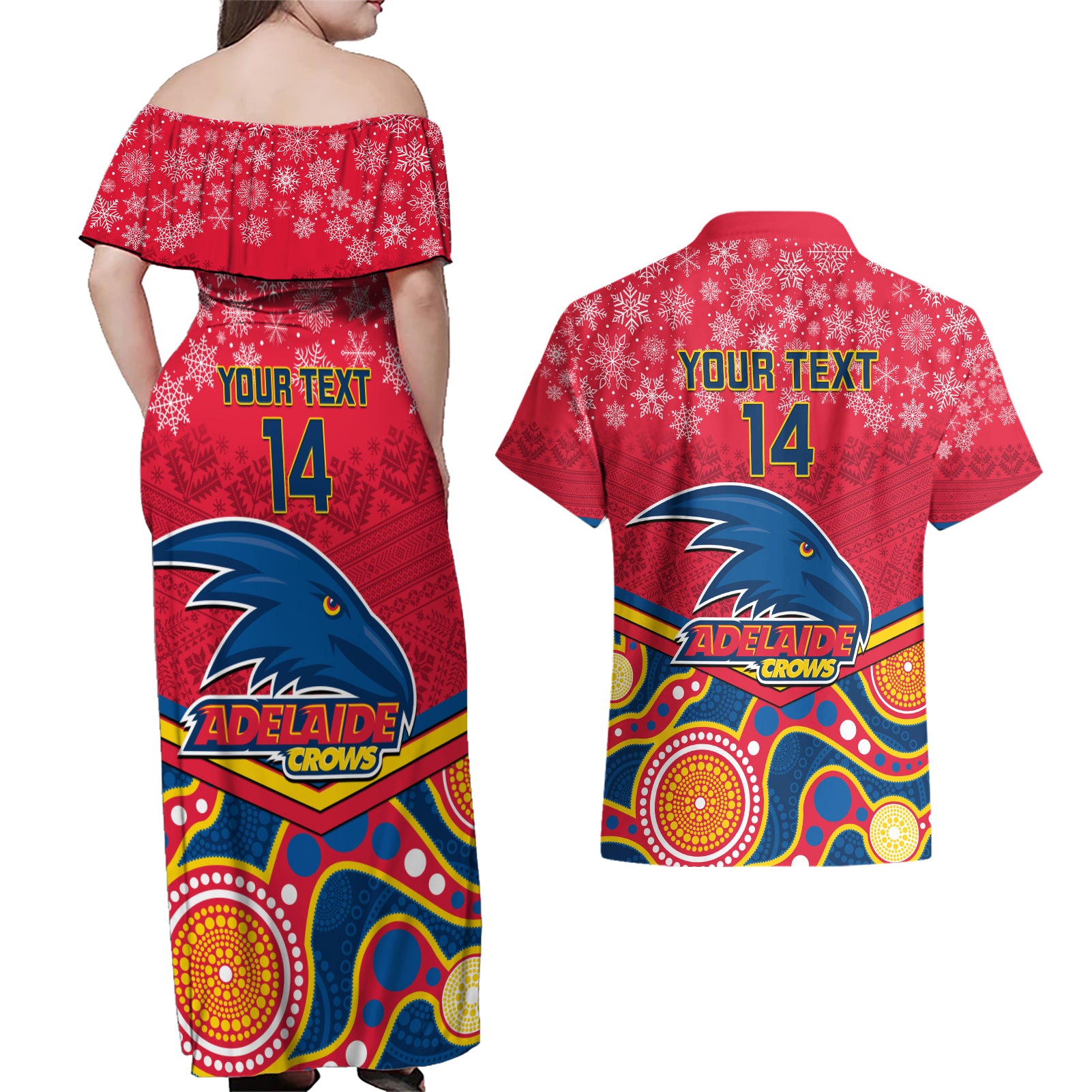 custom-adelaide-crows-football-christmas-couples-matching-off-shoulder-maxi-dress-and-hawaiian-shirt-merry-xmas-2023-mix-aboriginal-art