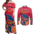 custom-adelaide-crows-football-christmas-couples-matching-off-shoulder-maxi-dress-and-long-sleeve-button-shirt-merry-xmas-2023-mix-aboriginal-art