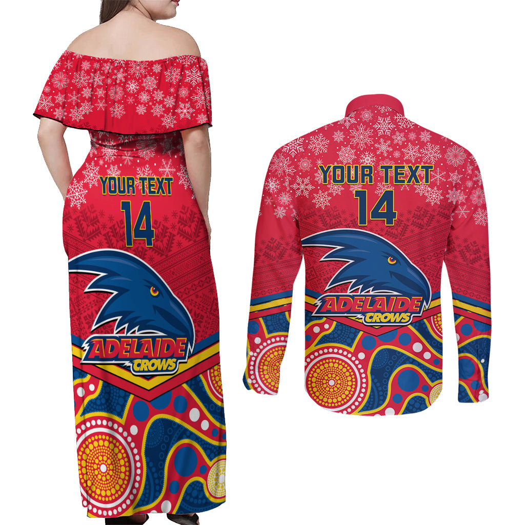 custom-adelaide-crows-football-christmas-couples-matching-off-shoulder-maxi-dress-and-long-sleeve-button-shirt-merry-xmas-2023-mix-aboriginal-art