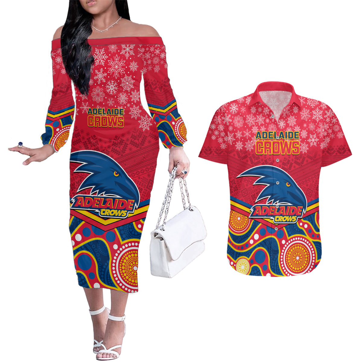 custom-adelaide-crows-football-christmas-couples-matching-off-the-shoulder-long-sleeve-dress-and-hawaiian-shirt-merry-xmas-2023-mix-aboriginal-art