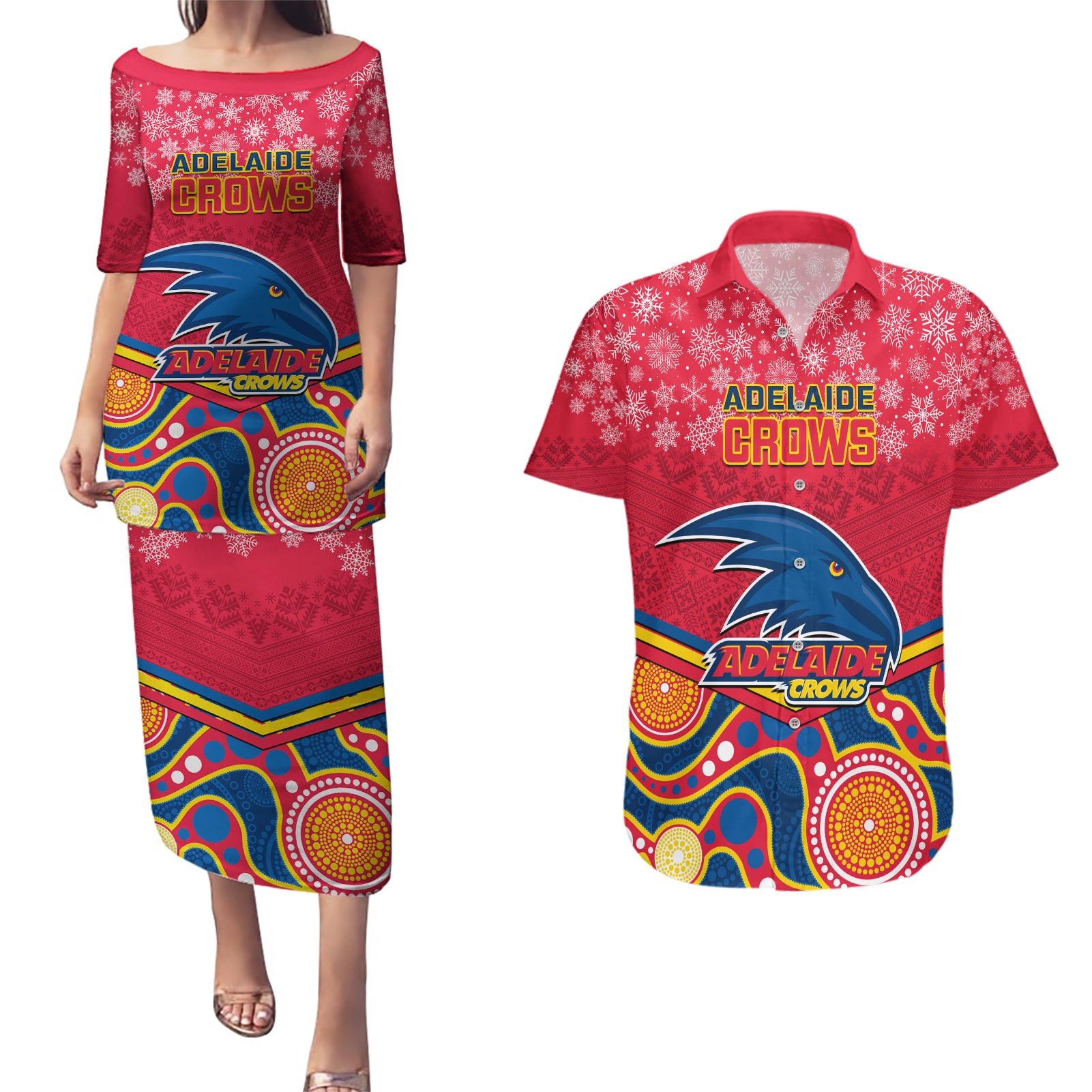 custom-adelaide-crows-football-christmas-couples-matching-puletasi-dress-and-hawaiian-shirt-merry-xmas-2023-mix-aboriginal-art