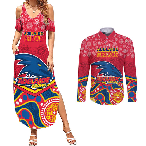 custom-adelaide-crows-football-christmas-couples-matching-summer-maxi-dress-and-long-sleeve-button-shirt-merry-xmas-2023-mix-aboriginal-art