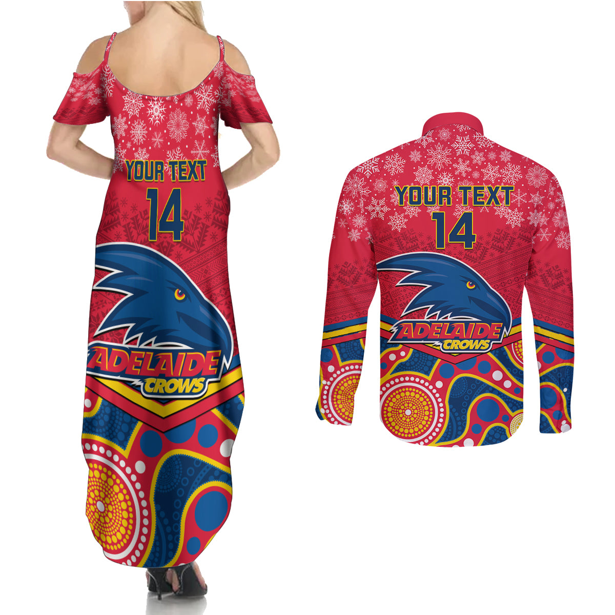 custom-adelaide-crows-football-christmas-couples-matching-summer-maxi-dress-and-long-sleeve-button-shirt-merry-xmas-2023-mix-aboriginal-art