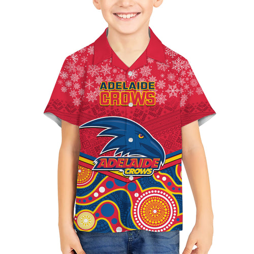 custom-adelaide-crows-football-christmas-family-matching-short-sleeve-bodycon-dress-and-hawaiian-shirt-merry-xmas-2023-mix-aboriginal-art