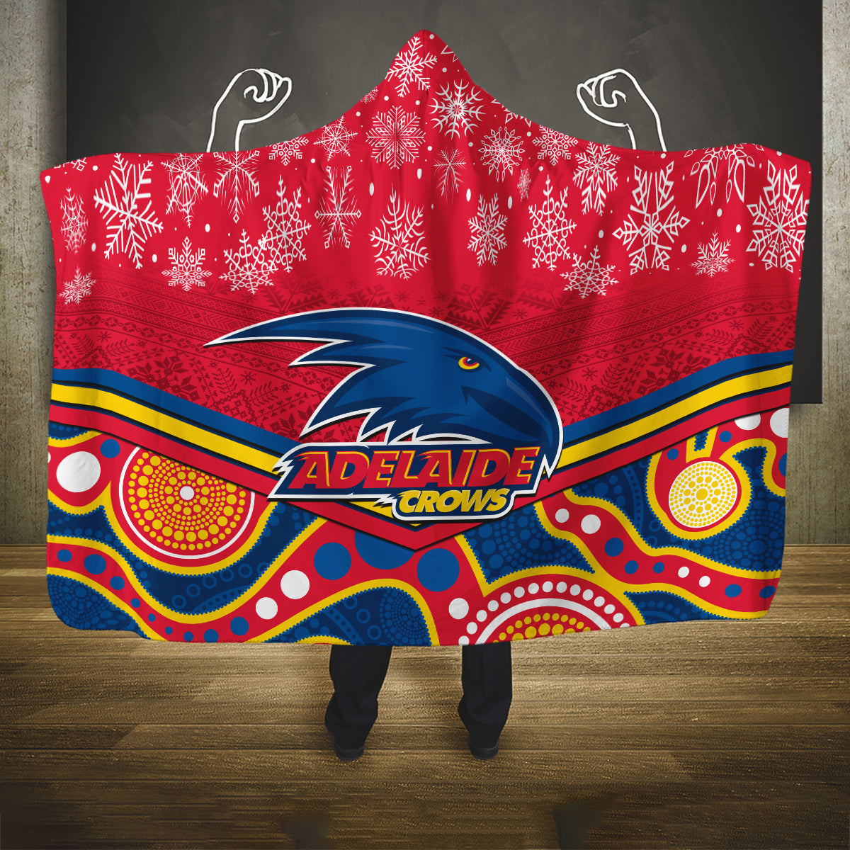 custom-adelaide-crows-football-christmas-hooded-blanket-merry-xmas-2023-mix-aboriginal-art