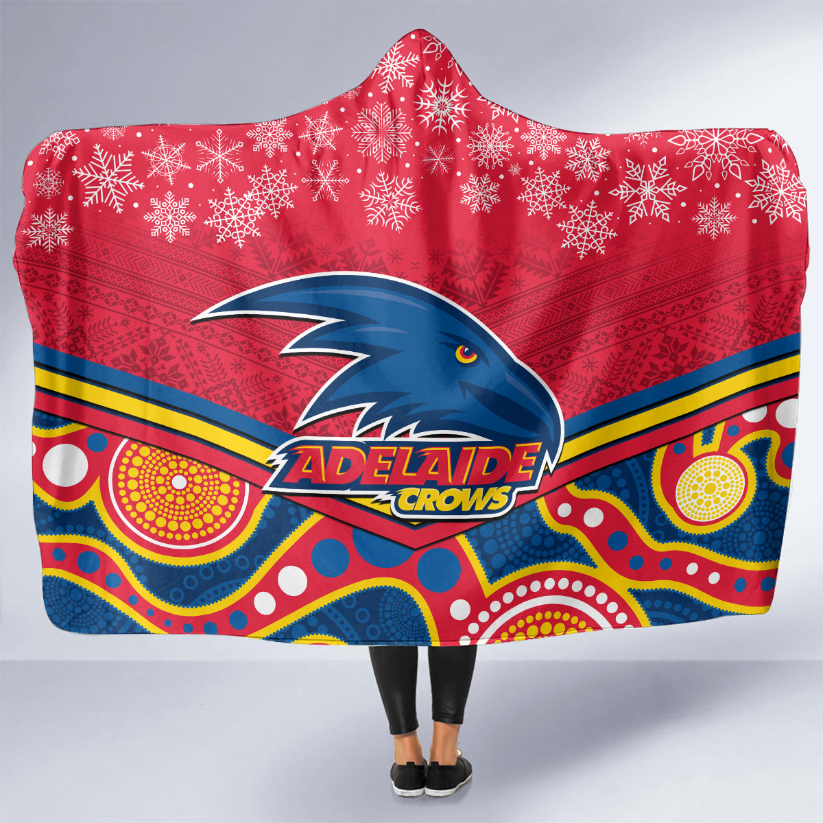 custom-adelaide-crows-football-christmas-hooded-blanket-merry-xmas-2023-mix-aboriginal-art