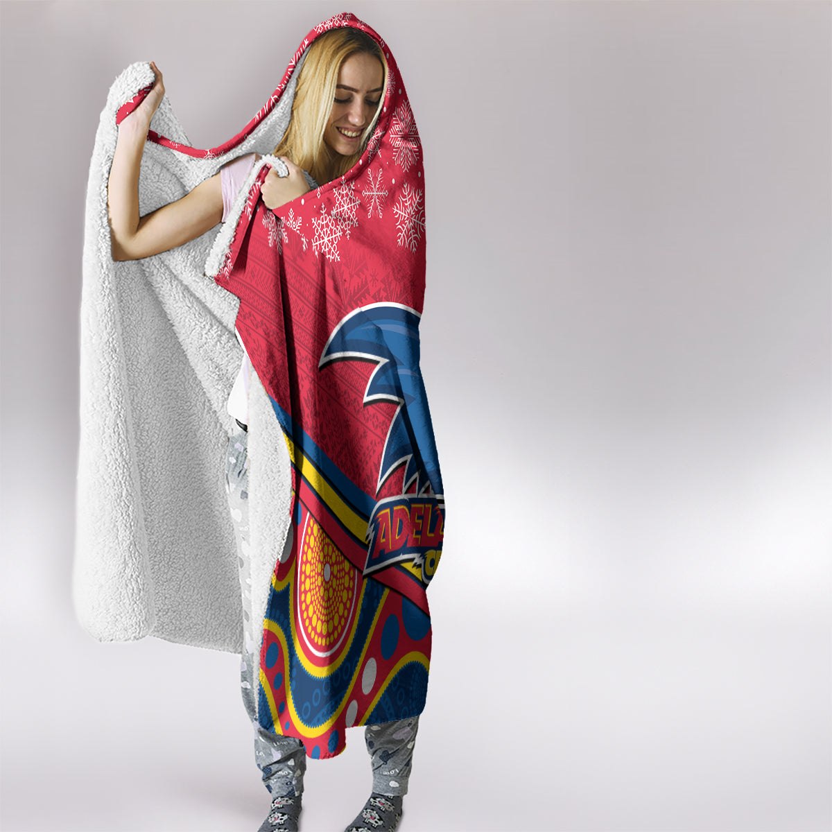 custom-adelaide-crows-football-christmas-hooded-blanket-merry-xmas-2023-mix-aboriginal-art
