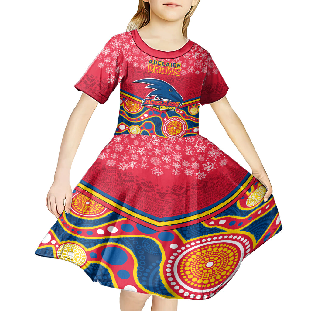 custom-adelaide-crows-football-christmas-kid-short-sleeve-dress-merry-xmas-2023-mix-aboriginal-art
