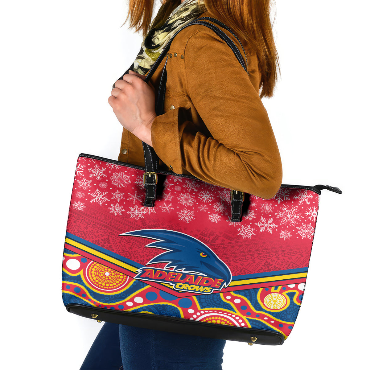custom-adelaide-crows-football-christmas-leather-tote-bag-merry-xmas-2023-mix-aboriginal-art