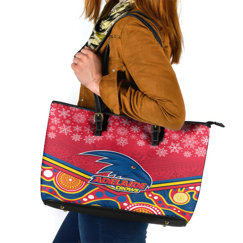 custom-adelaide-crows-football-christmas-leather-tote-bag-merry-xmas-2023-mix-aboriginal-art