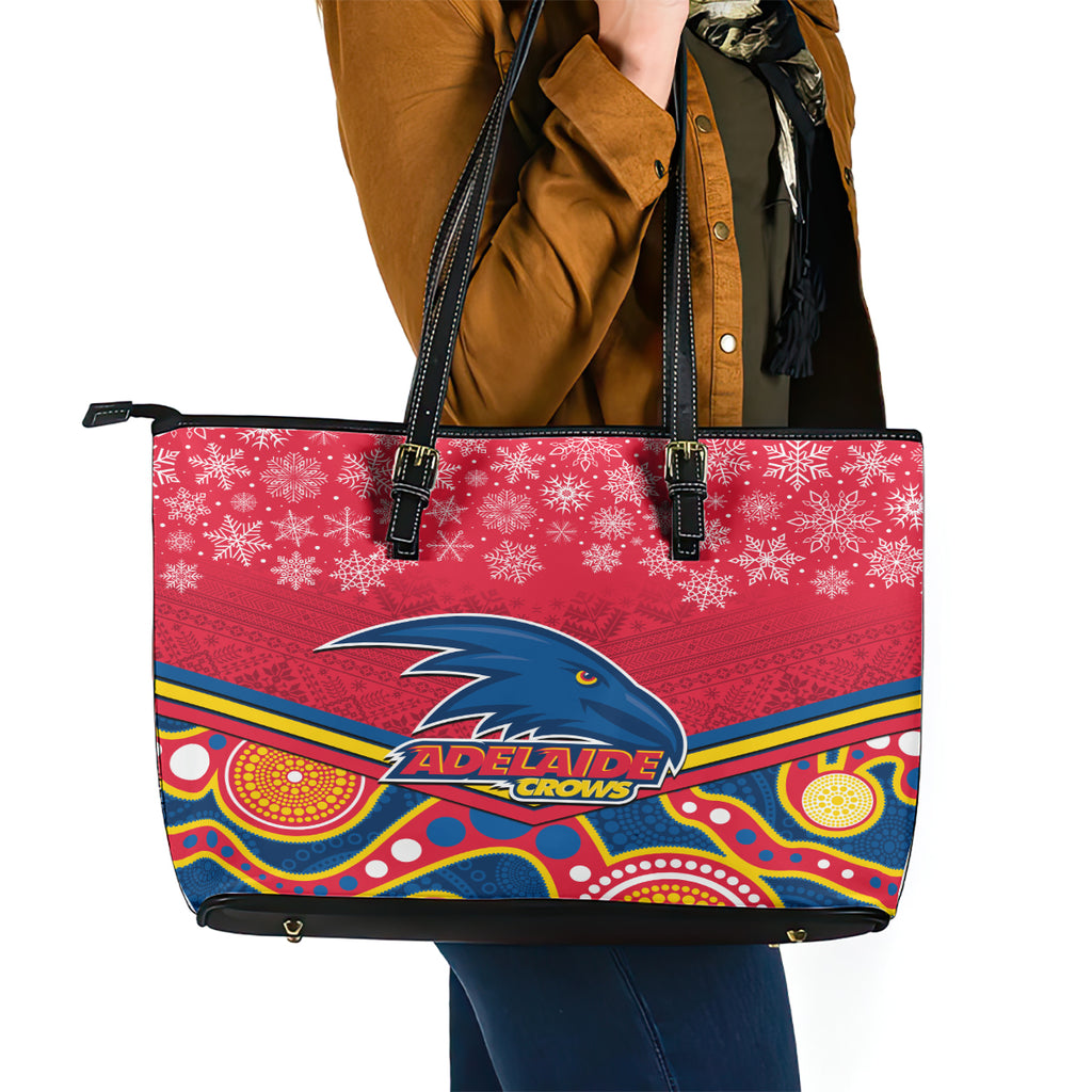 custom-adelaide-crows-football-christmas-leather-tote-bag-merry-xmas-2023-mix-aboriginal-art