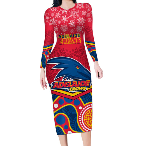 custom-adelaide-crows-football-christmas-long-sleeve-bodycon-dress-merry-xmas-2023-mix-aboriginal-art