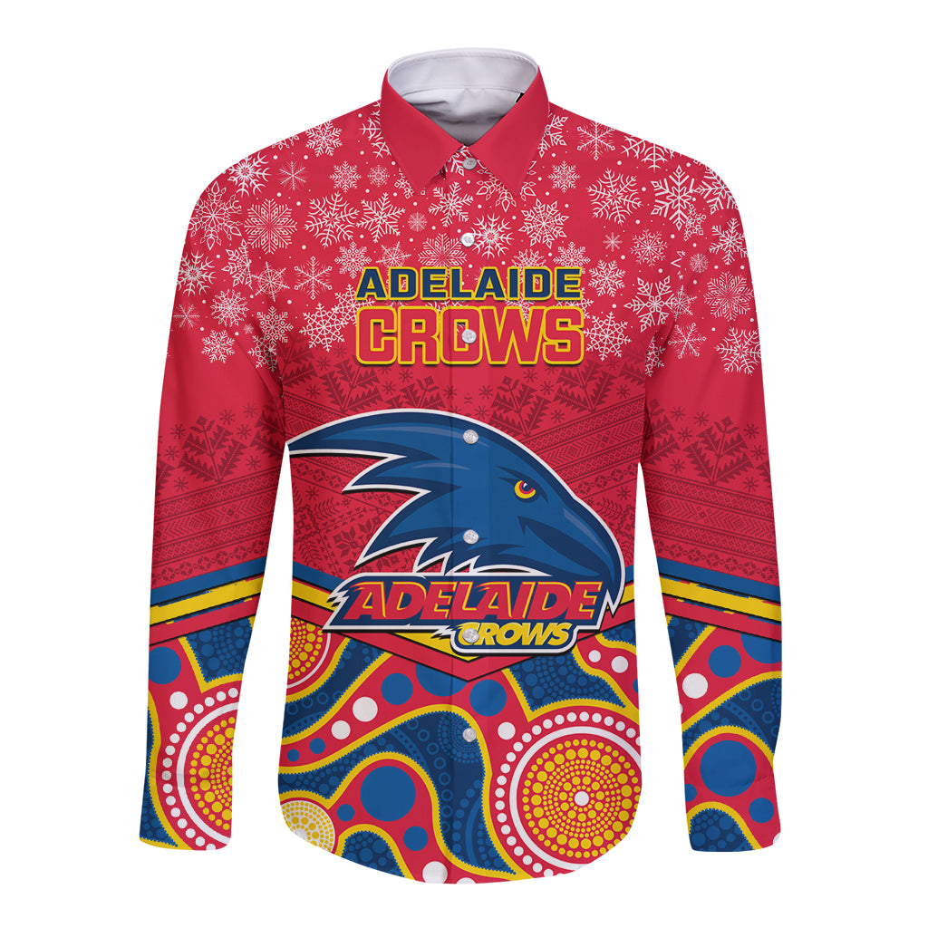 custom-adelaide-crows-football-christmas-long-sleeve-button-shirt-merry-xmas-2023-mix-aboriginal-art