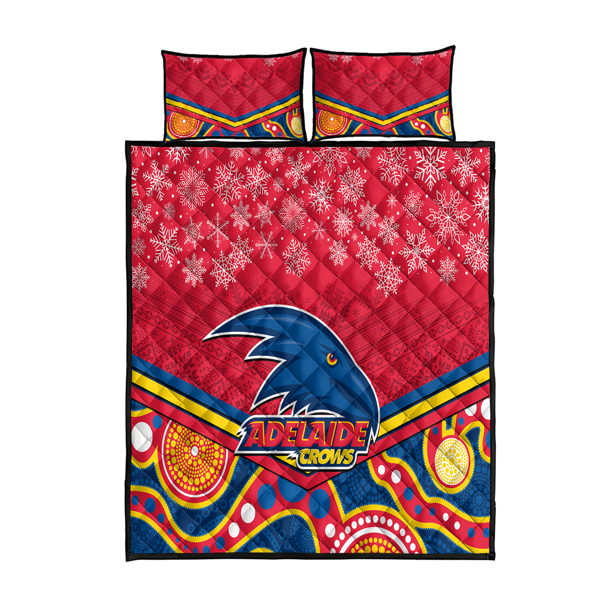 custom-adelaide-crows-football-christmas-quilt-bed-set-merry-xmas-2023-mix-aboriginal-art