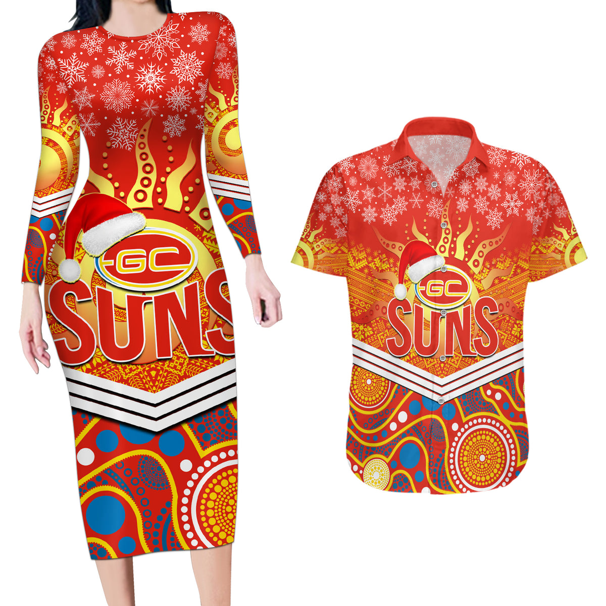 custom-suns-football-christmas-couples-matching-long-sleeve-bodycon-dress-and-hawaiian-shirt-merry-xmas-2023-mix-aboriginal-art