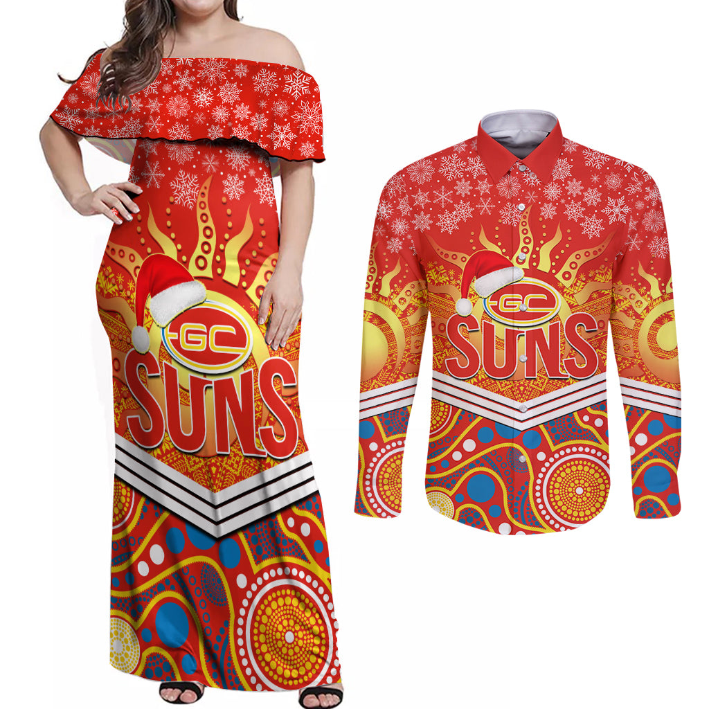 custom-suns-football-christmas-couples-matching-off-shoulder-maxi-dress-and-long-sleeve-button-shirt-merry-xmas-2023-mix-aboriginal-art