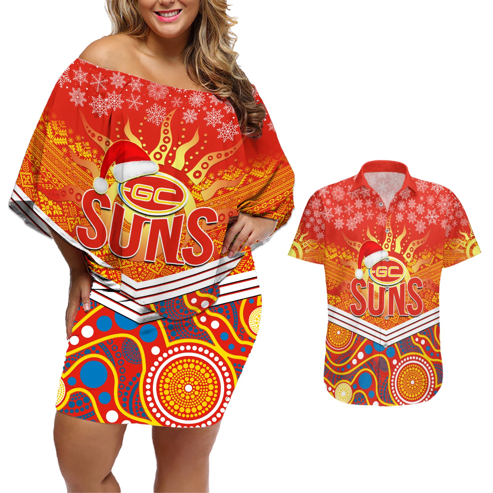 custom-suns-football-christmas-couples-matching-off-shoulder-short-dress-and-hawaiian-shirt-merry-xmas-2023-mix-aboriginal-art
