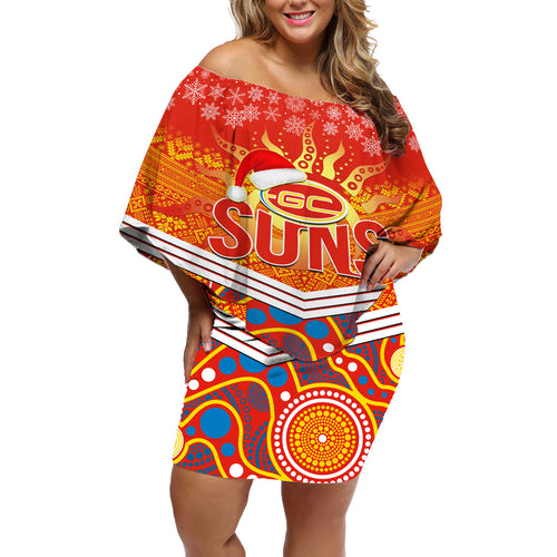 custom-suns-football-christmas-off-shoulder-short-dress-merry-xmas-2023-mix-aboriginal-art