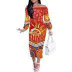 custom-suns-football-christmas-off-the-shoulder-long-sleeve-dress-merry-xmas-2023-mix-aboriginal-art