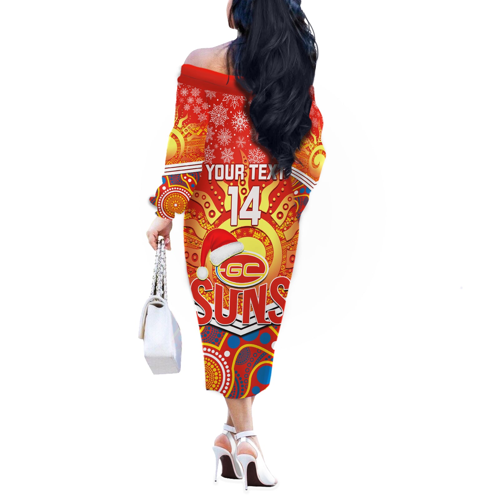 custom-suns-football-christmas-off-the-shoulder-long-sleeve-dress-merry-xmas-2023-mix-aboriginal-art
