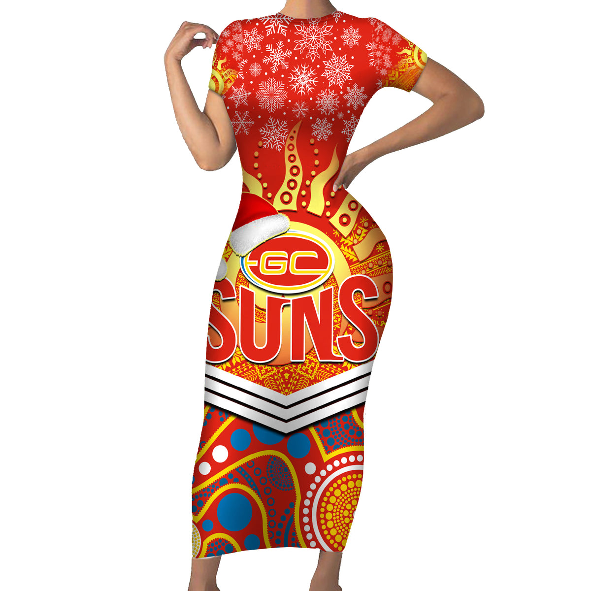 custom-suns-football-christmas-short-sleeve-bodycon-dress-merry-xmas-2023-mix-aboriginal-art