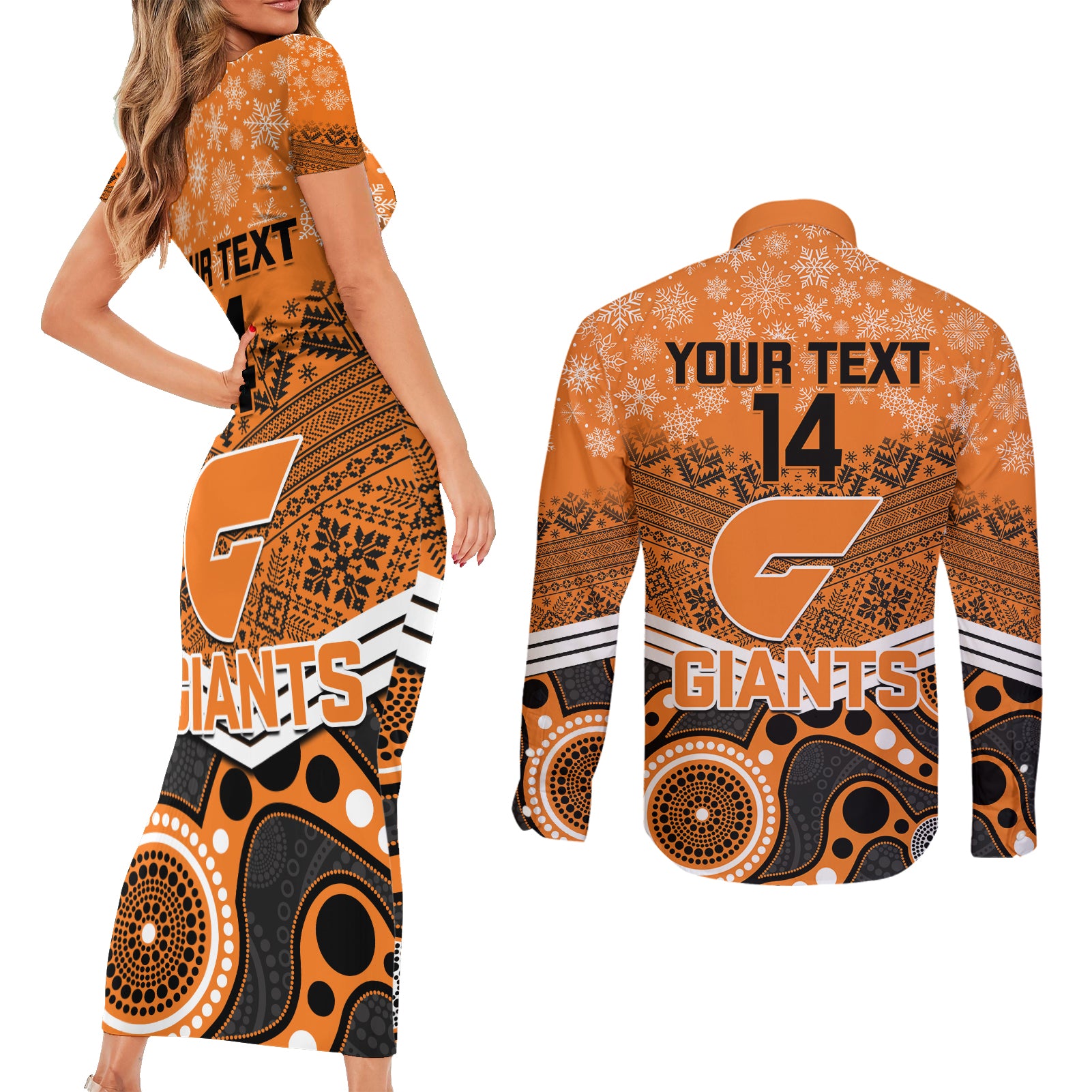 custom-giants-football-christmas-couples-matching-short-sleeve-bodycon-dress-and-long-sleeve-button-shirt-merry-xmas-2023-mix-aboriginal-art