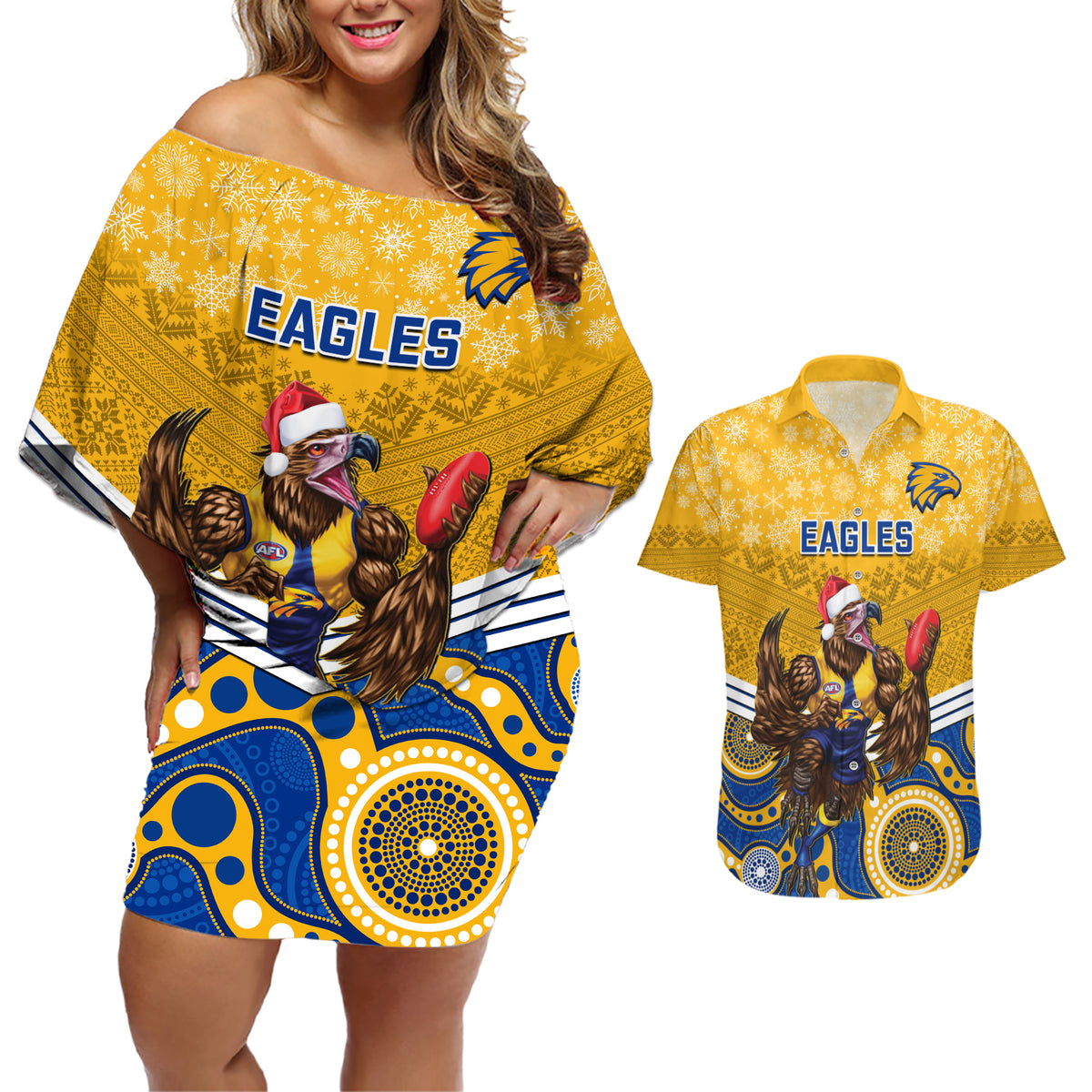 custom-eagles-football-christmas-couples-matching-off-shoulder-short-dress-and-hawaiian-shirt-merry-xmas-2023-mix-aboriginal-art