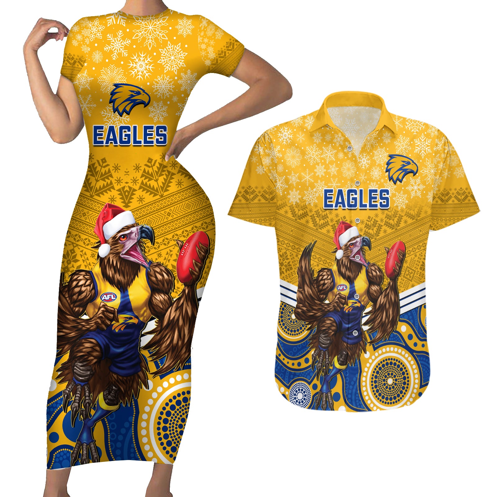 custom-eagles-football-christmas-couples-matching-short-sleeve-bodycon-dress-and-hawaiian-shirt-merry-xmas-2023-mix-aboriginal-art