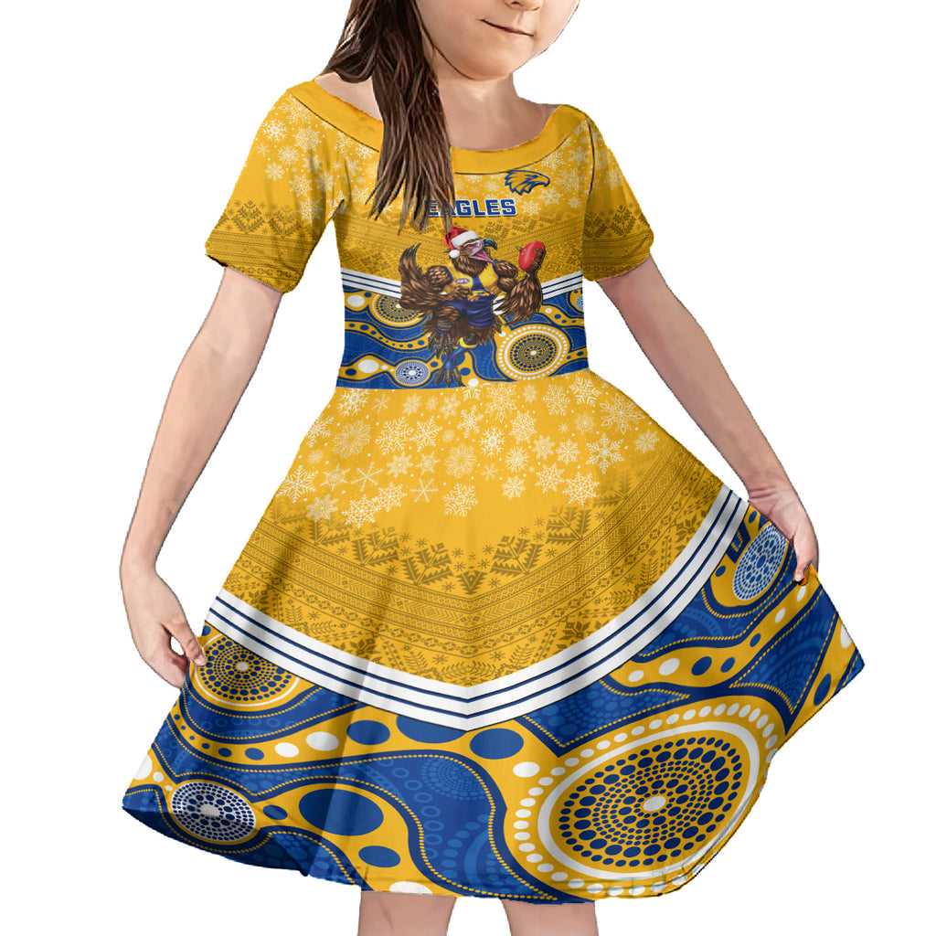 custom-eagles-football-christmas-kid-short-sleeve-dress-merry-xmas-2023-mix-aboriginal-art