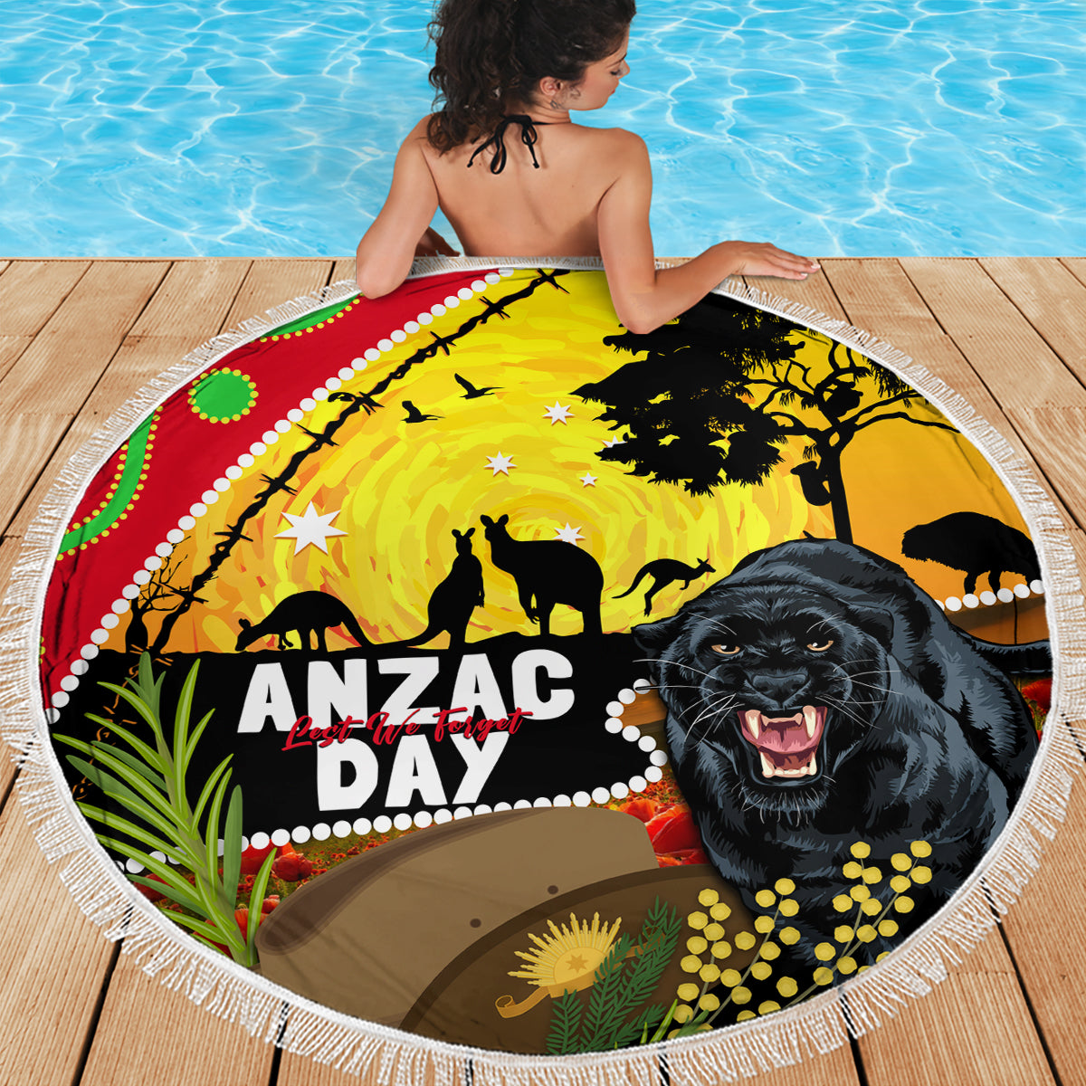 Panthers ANZAC Day Beach Blanket Pennies Mascot Rosemary Starring Night Style