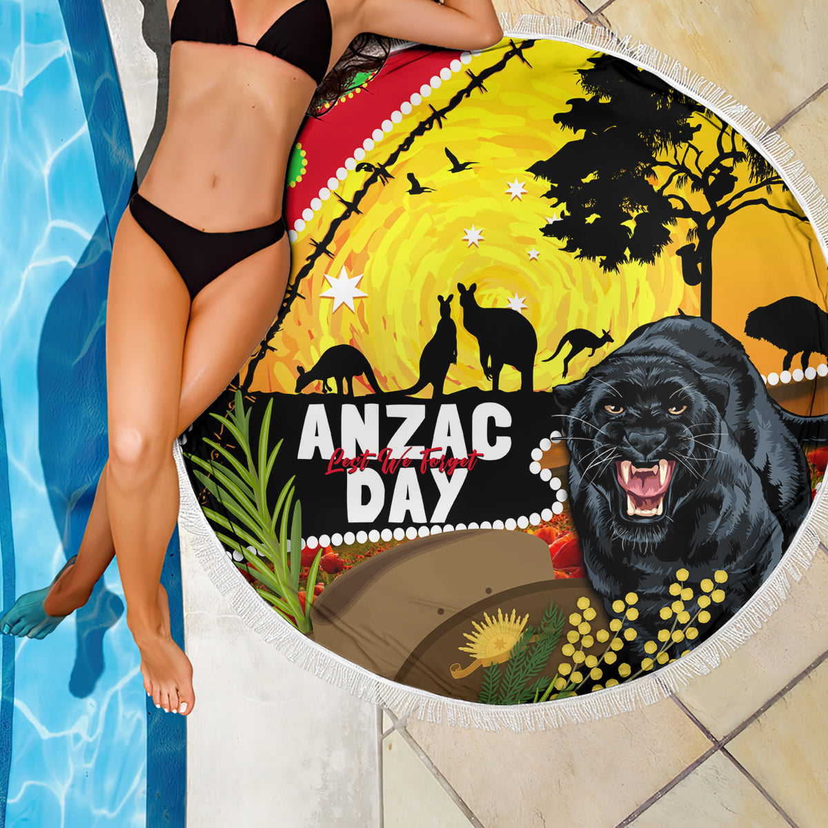Panthers ANZAC Day Beach Blanket Pennies Mascot Rosemary Starring Night Style