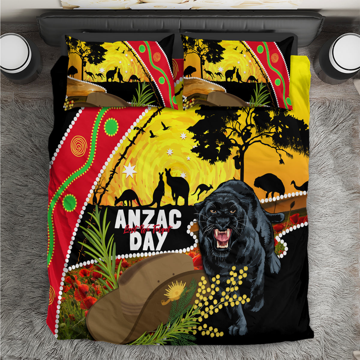 Panthers ANZAC Day Bedding Set Pennies Mascot Rosemary Starring Night Style