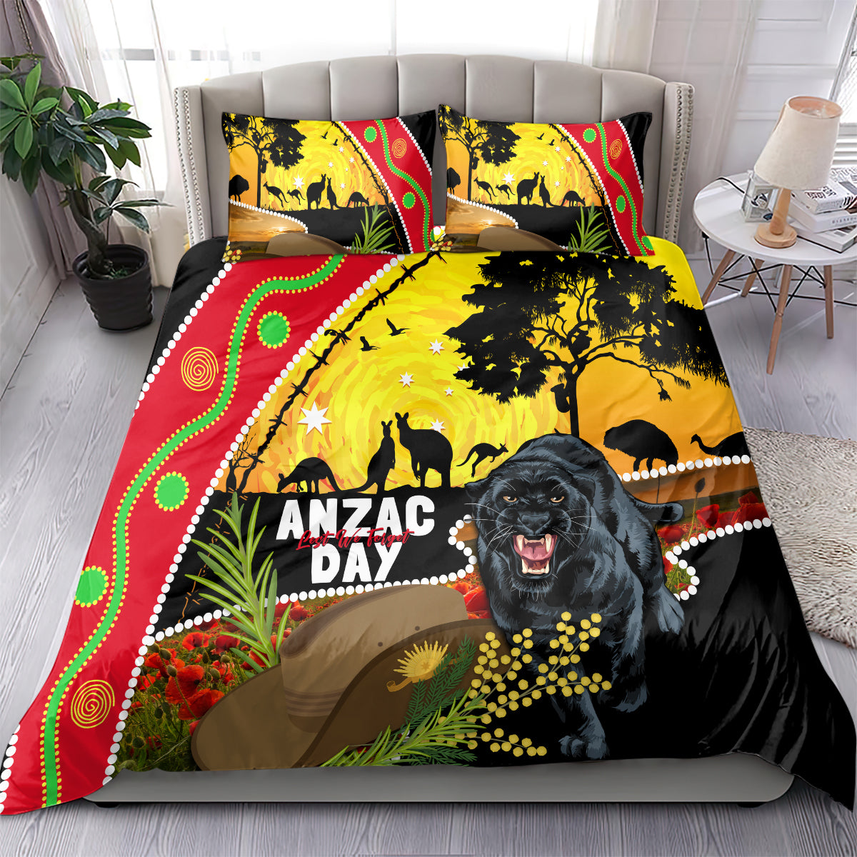 Panthers ANZAC Day Bedding Set Pennies Mascot Rosemary Starring Night Style