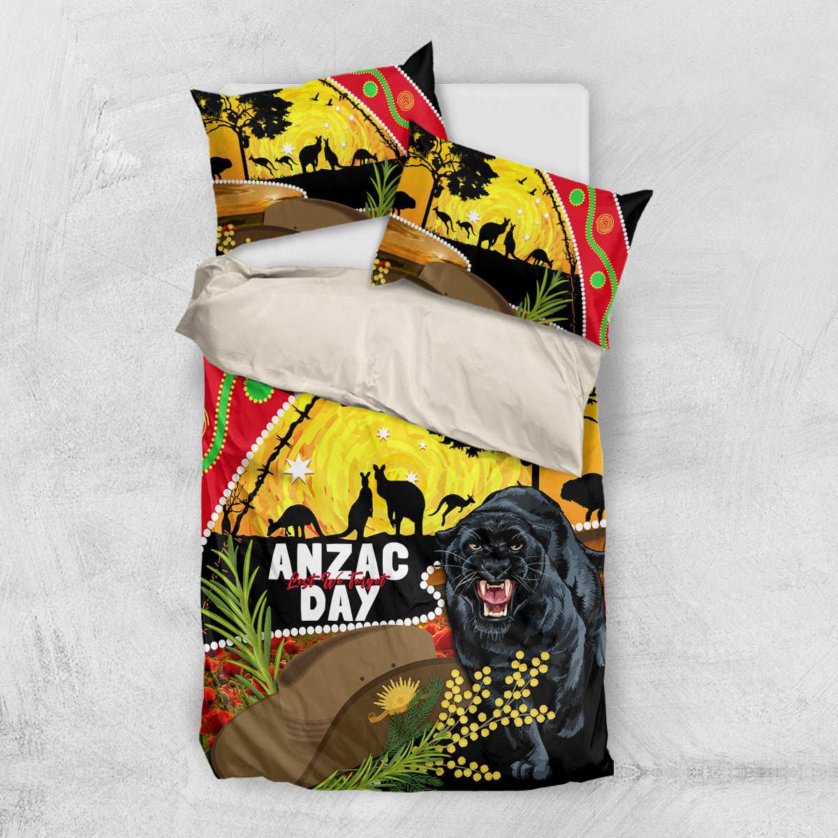 Panthers ANZAC Day Bedding Set Pennies Mascot Rosemary Starring Night Style