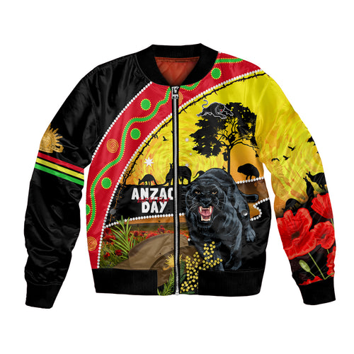 Panthers ANZAC Day Bomber Jacket Pennies Mascot Rosemary Starring Night Style
